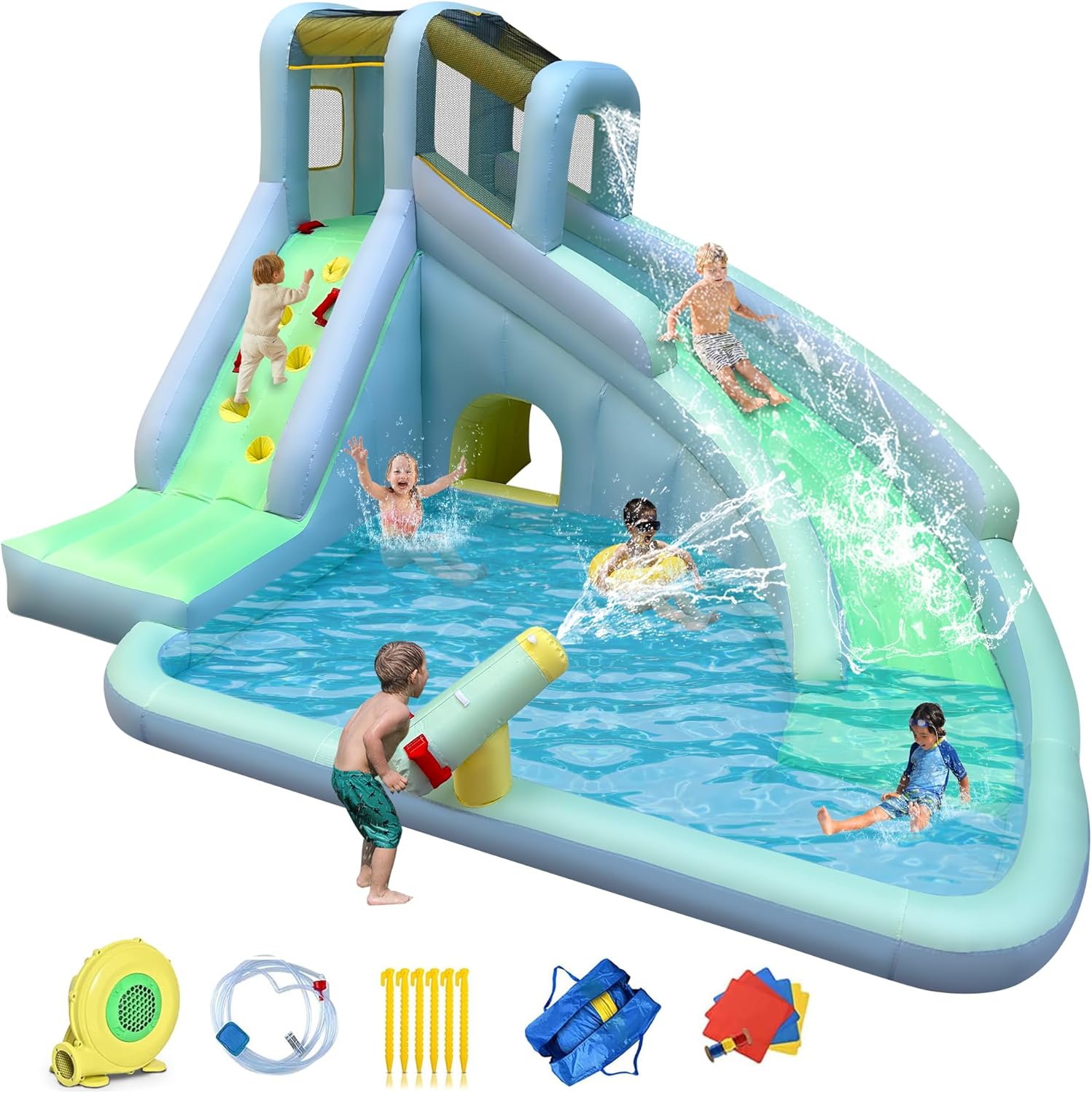 Kids Outdoor Park - 6-in-1 Inflatable Kids Bounce House Water