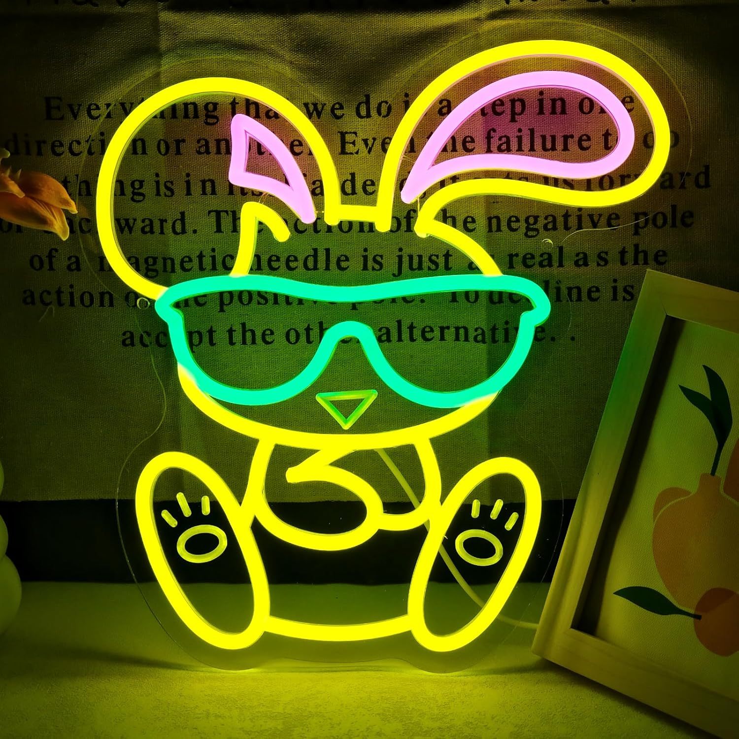 Kids Outdoor Ideas - Cool Bunny Neon Sign Wearing Glasses