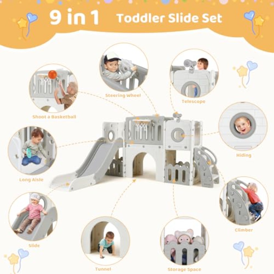 9 in 1 Toddler Slide Set, Larg - Kids Outdoor Gear review and price