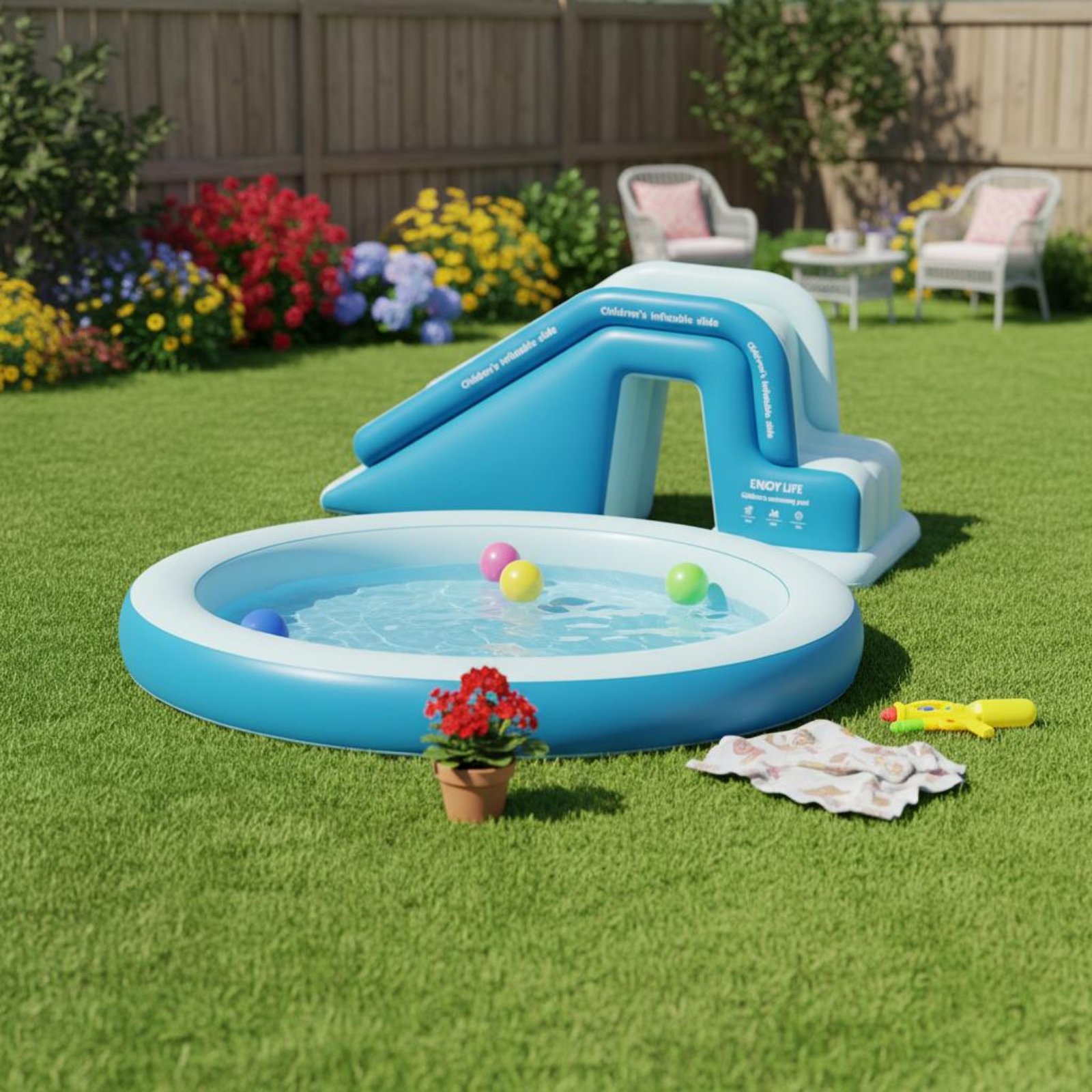 Inflatable Pool Slide Foldable - Kids Outdoor Park review and price