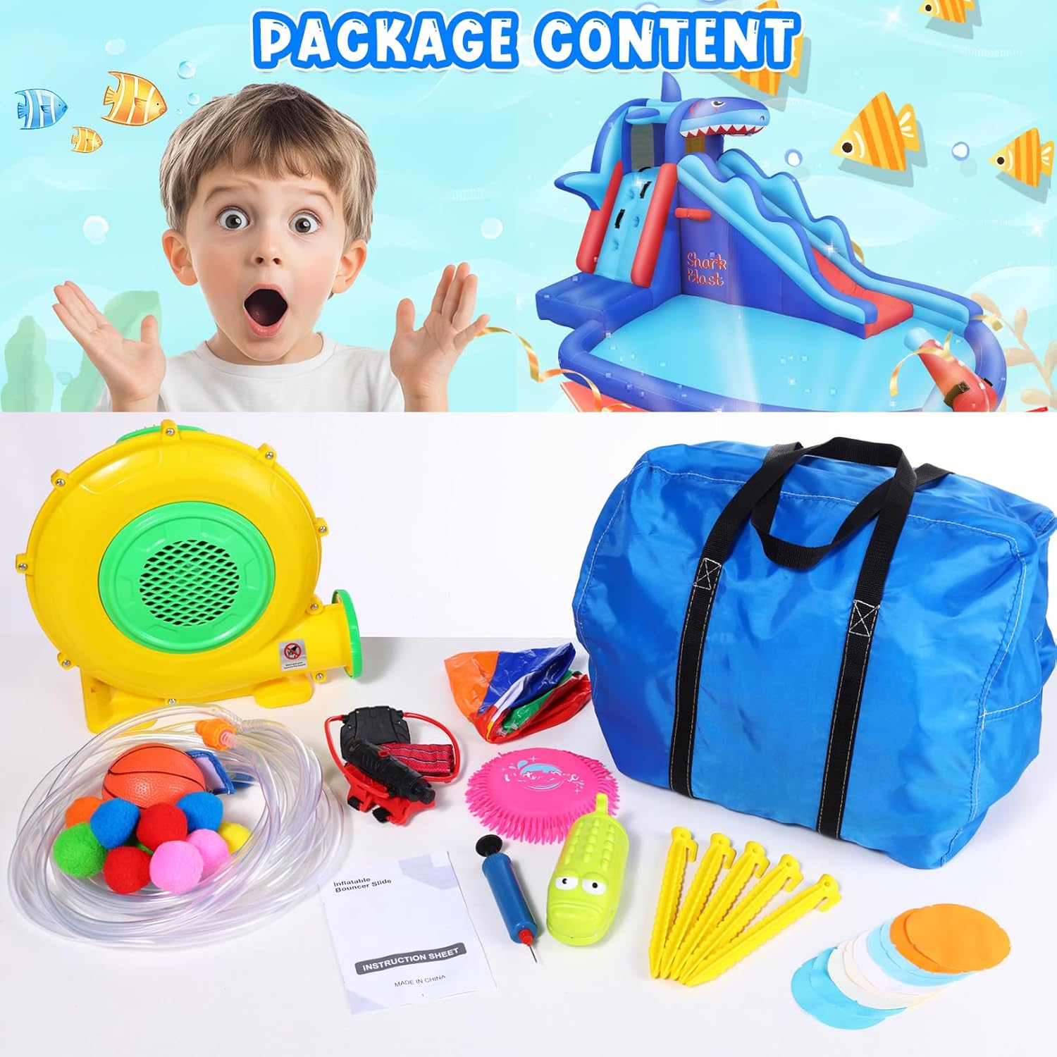 Shark-Themed Inflatable Water  - Kids Outdoor Park review and price