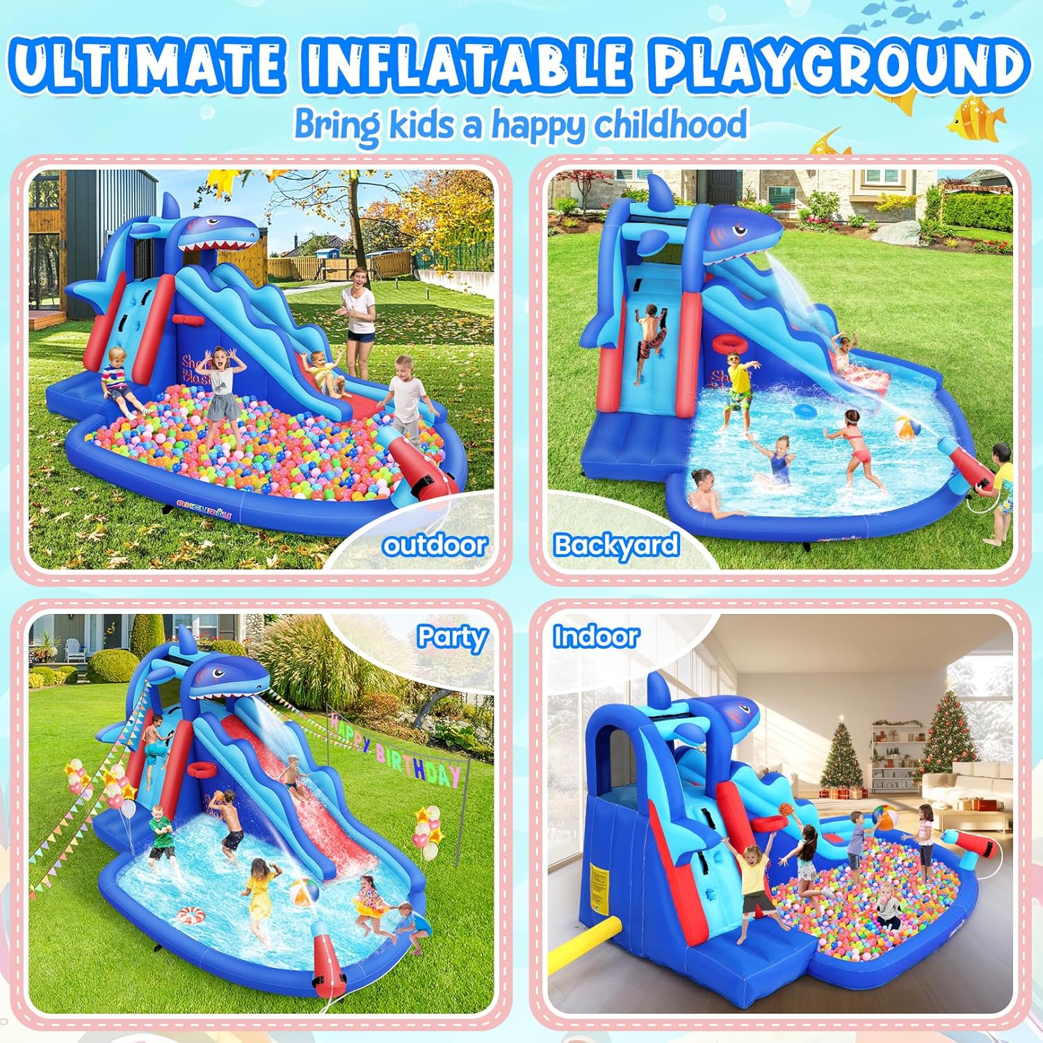 Shark-Themed Inflatable Water  - Kids Outdoor Park review and price