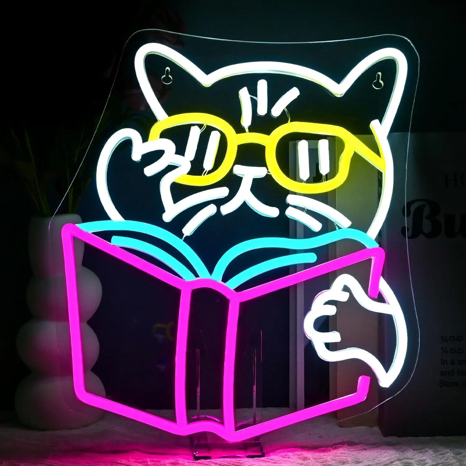 Smart Cat Reading Book Neon Si - Kids Outdoor Ideas review and price